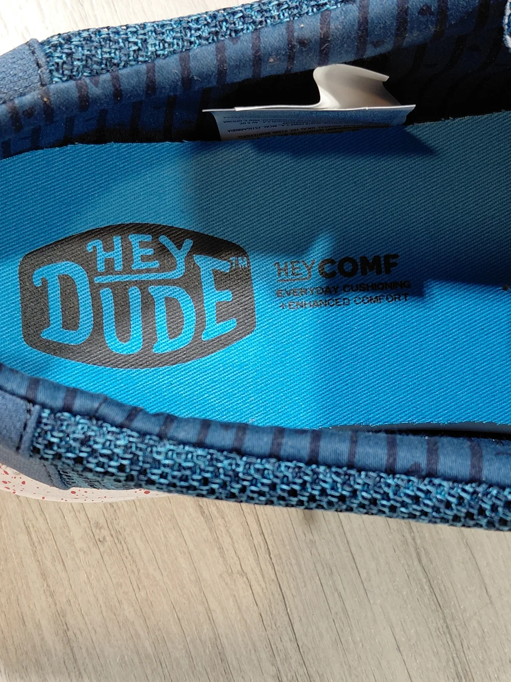 NWT Hey Dude Men's Wally Stretch Sox Slip-On Loafers in Teal Blue Red Accent M12